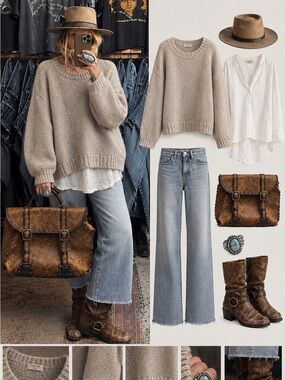 Aritzia Babaton Relaxed Crewneck Sweater in Oatmeal - Wool/Alpaca